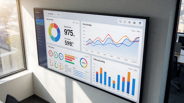 体育数据分析看板展示统计图表与指标的画面